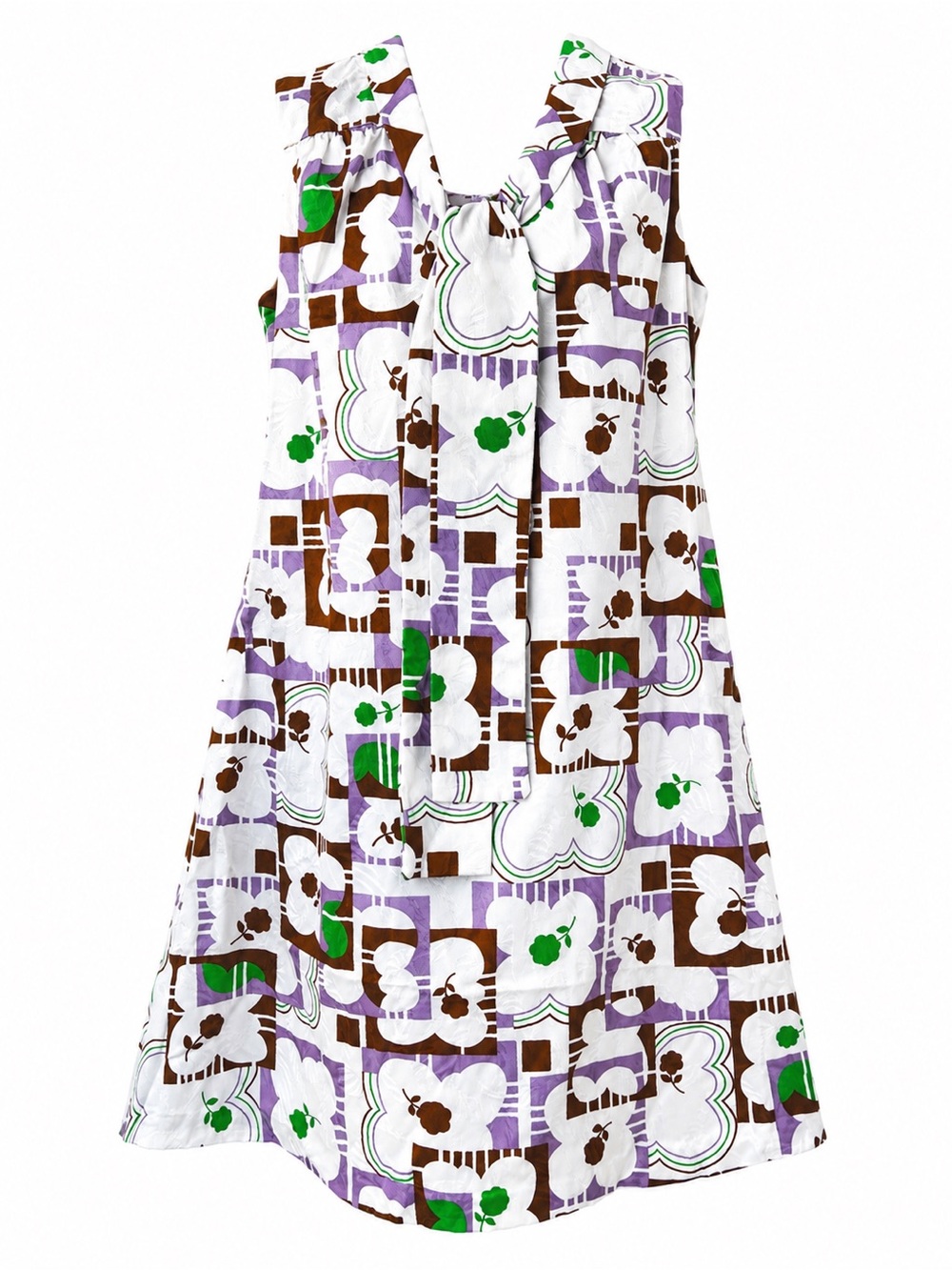 Vintage 60s Small Mod Abstract Floral A-Line Dress Sleeveless
